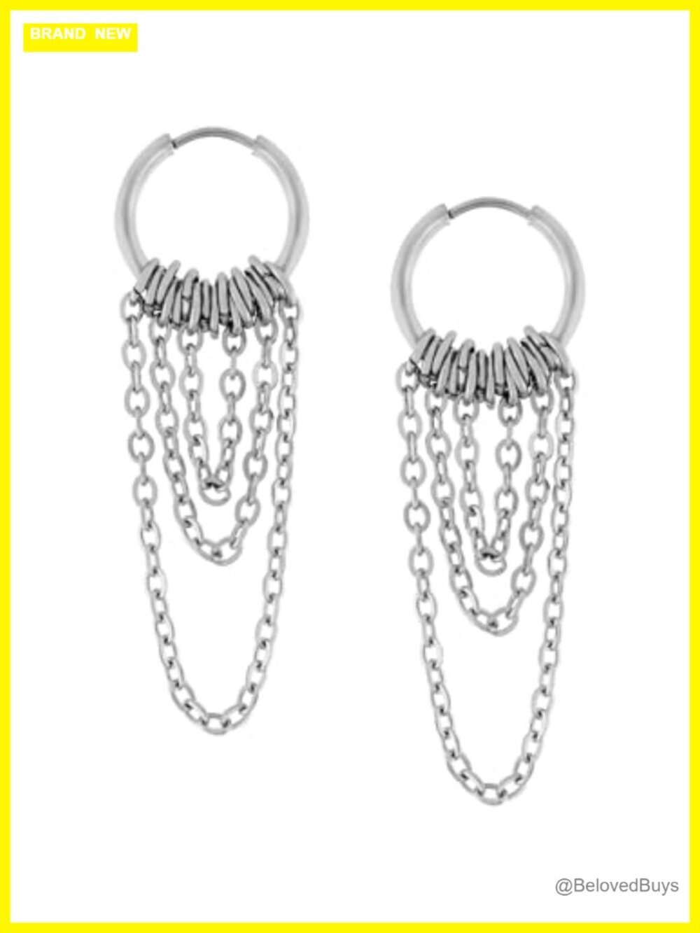 Stainless Steel Chain Hoop Earrings Goth Emo Punk Y2K Aesthetic